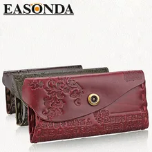 Heiße Neue Frauen Brieftasche Weibliche Geldbörsen Femme Tasche Aus Echtem Leder Prägung Haspe Marke Redo Va Frauen Elegante frauen brieftaschen