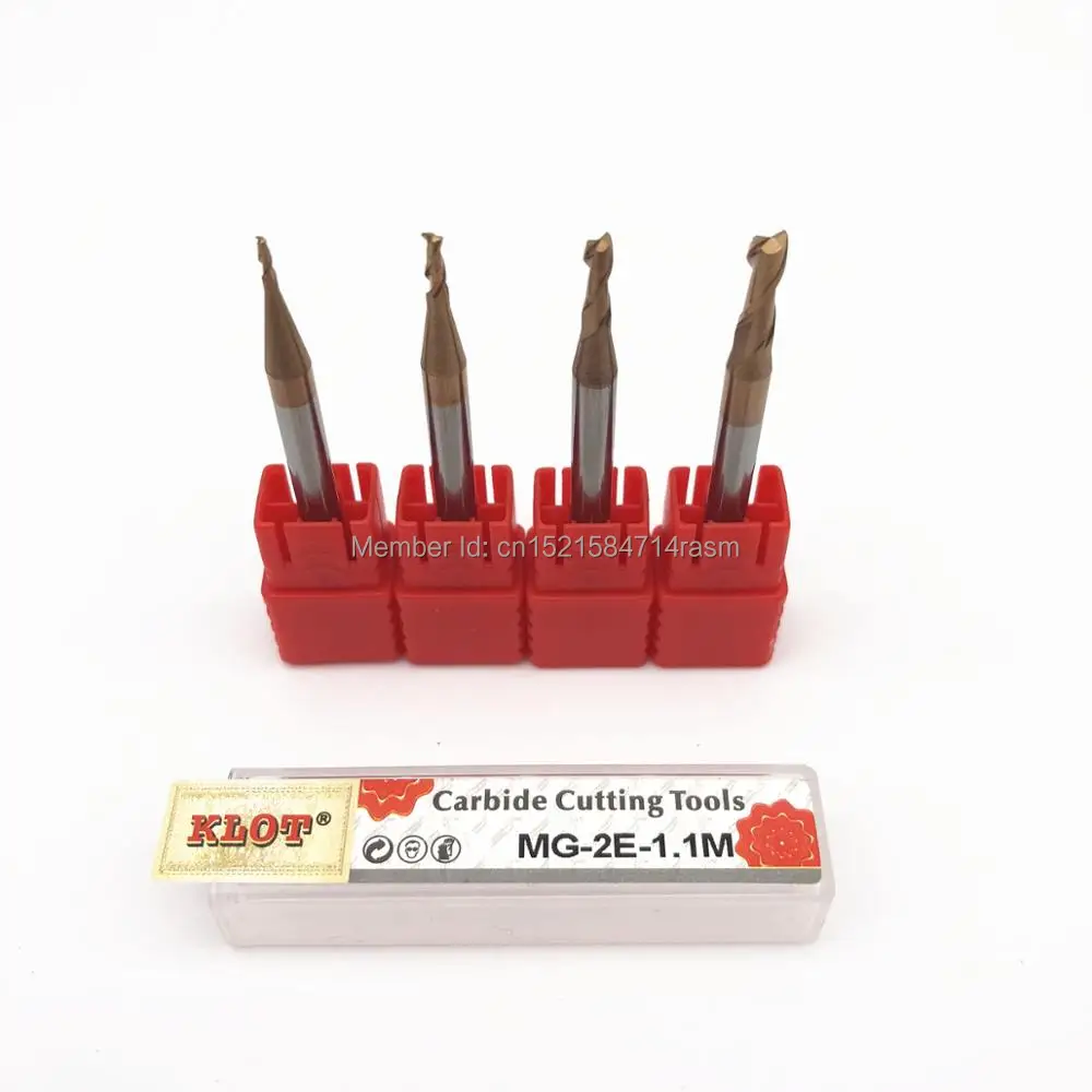 KLOT HRC60 TiCN Coated Solid Carbide End Mill 6mm-25mm 4-Flute 50-200mm CNC