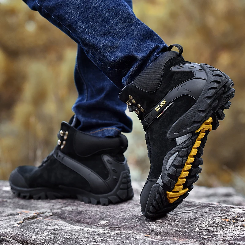 Man Hiking Boots Big Size 38-46 Mens Hunting Boots Spring Autumn Trekking Male Shoes Blue Black Outdoor Sneakers For Men