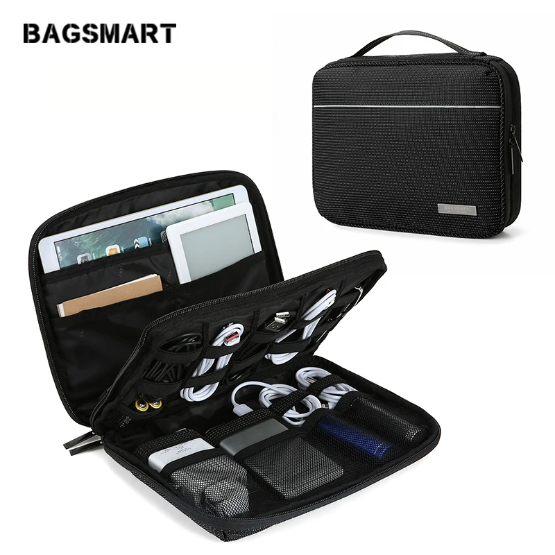 

Bagsmart New Double Layer Electronics Travel Organizer Bag Waterproof Electronics Accessories Storage Bag Universal Cable Bags