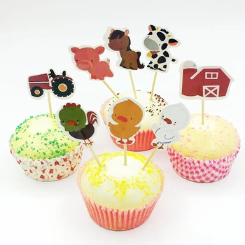 

720pcs Multicolor Useful Craft Farm Animal Party Cupcake Toppers Picks For Baby Shower Kids Birthday Favors Party Decoration Hat