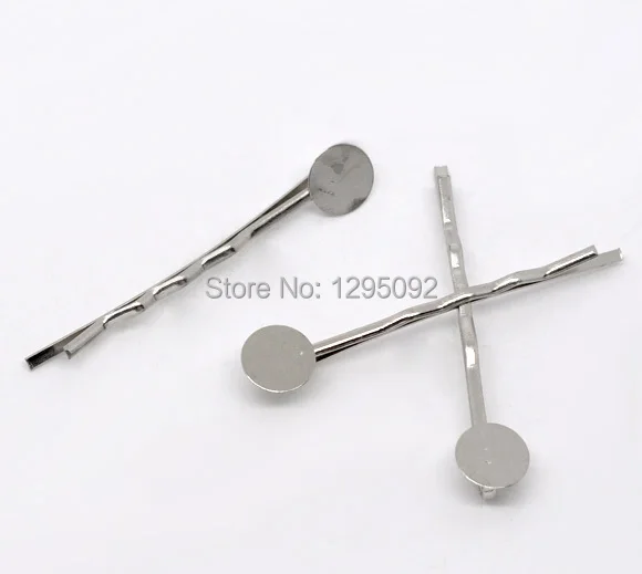 Wholesale 300Pcs Silver Tone Bobby Pins Hair Clips W / Glue Pad Barrettes Jewelry Findings Charms 4.4cm x 1.5mm Jewelry Findings