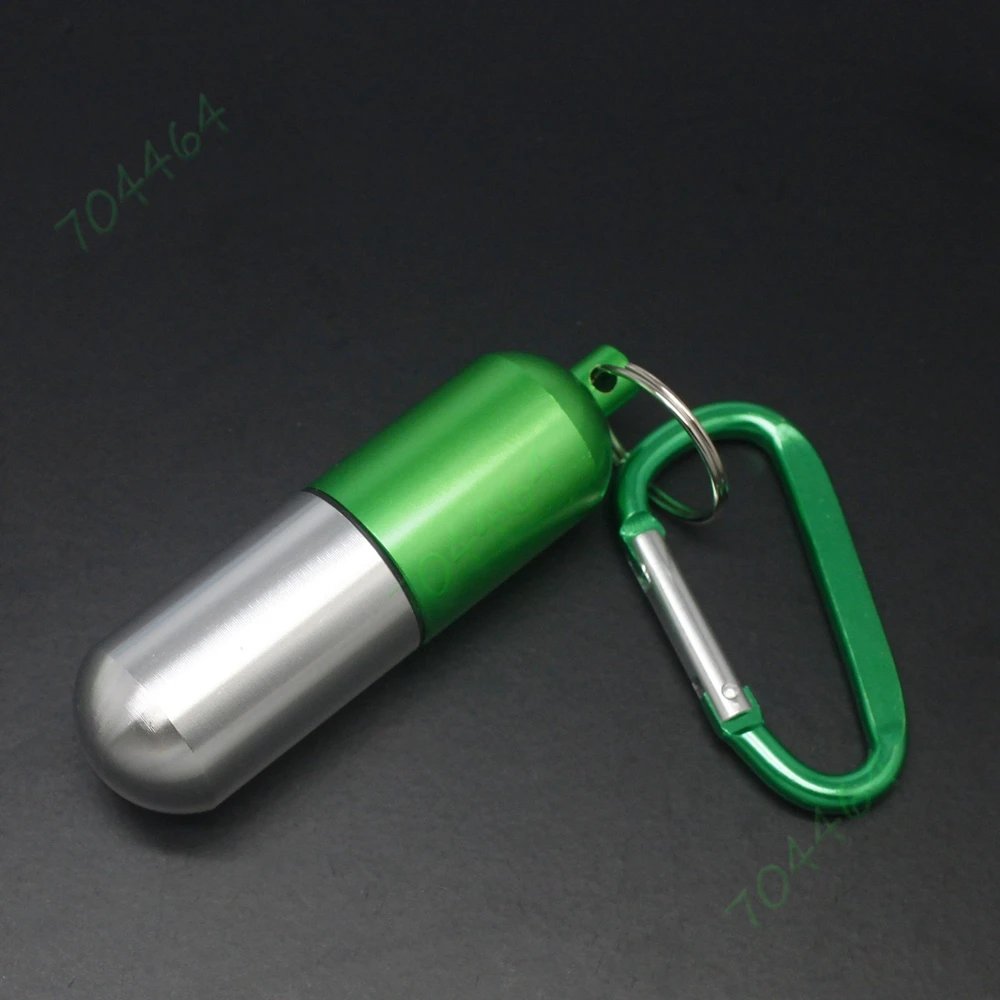 Aluminum Waterproof Hook Keychain Medicine Pill Case Bottle Container