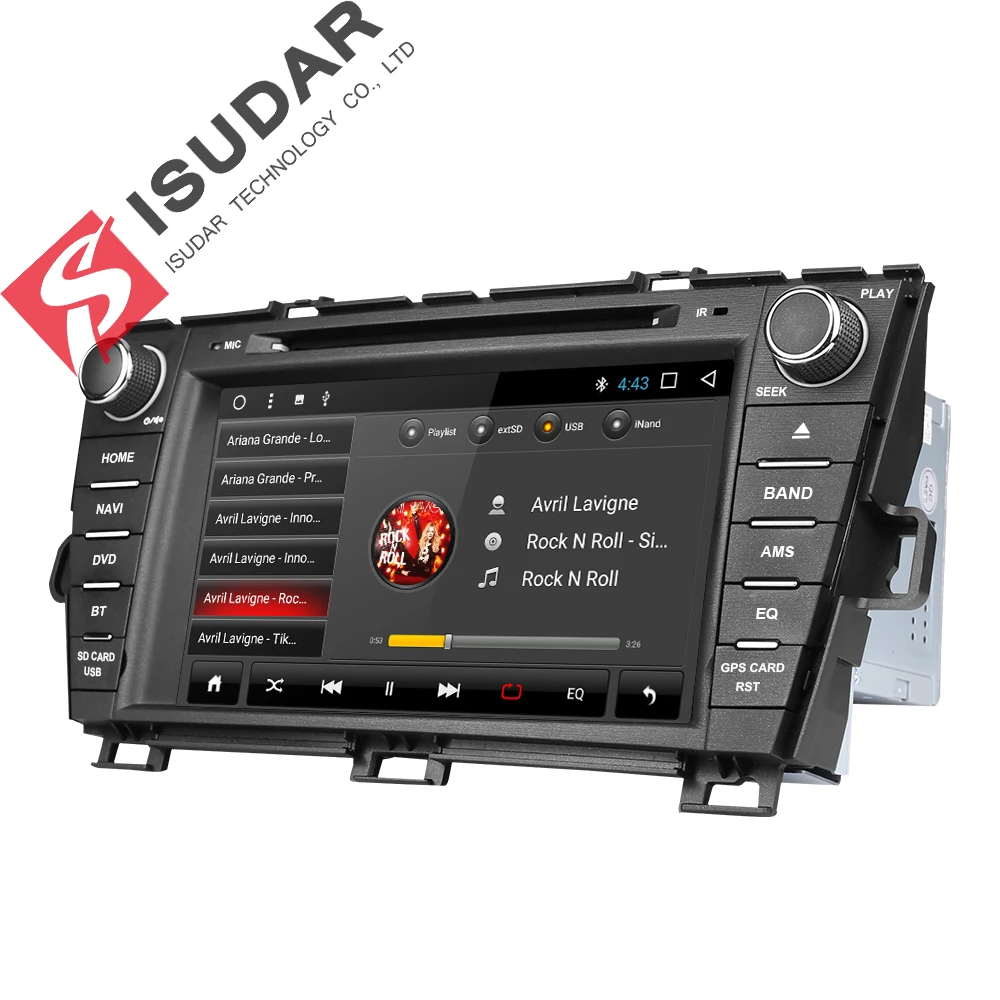Isudar Car Multimedia player 2 din Auto DVD android 7.1.1 8 Inch For Toyota Prius 2009 2013 Left Driving Quad Core Radio FM
