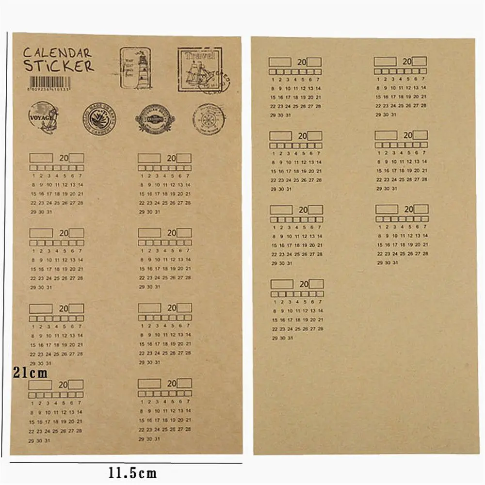 4 листа крафт-бумаги рукописный календарь блокнот индекс этикетка наклейка календарь органайзер для стикеров Kawaii канцелярские принадлежности