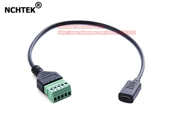

NCHTEK USB 2.0 Type-C Female to 5 Pin/Way Female Bolt Screw Shield Terminals Pluggable Type Adapter Cable/Free Shipping/10PCS
