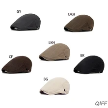 Мужская Классическая хлопковая плоская кепка-берет в британском стиле, одноцветная ретро-Кепка-газетчик для вождения, охоты, регулируемая шапка художника