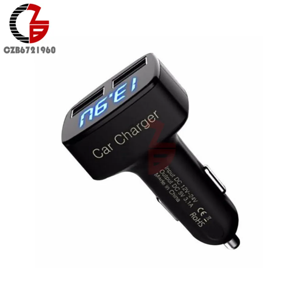 Автомобильное зарядное устройство с двумя USB портами 5 В 3 1 А отображением