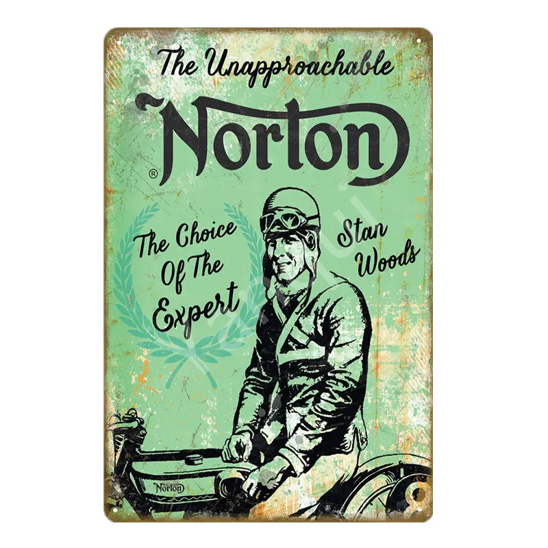 Ретро Norton Motorcycle Декор металлический плакат оловянные знаки для паба автомобиля клуба бара гаража магазина украшения дома стены искусства Carft подарок YQZ084