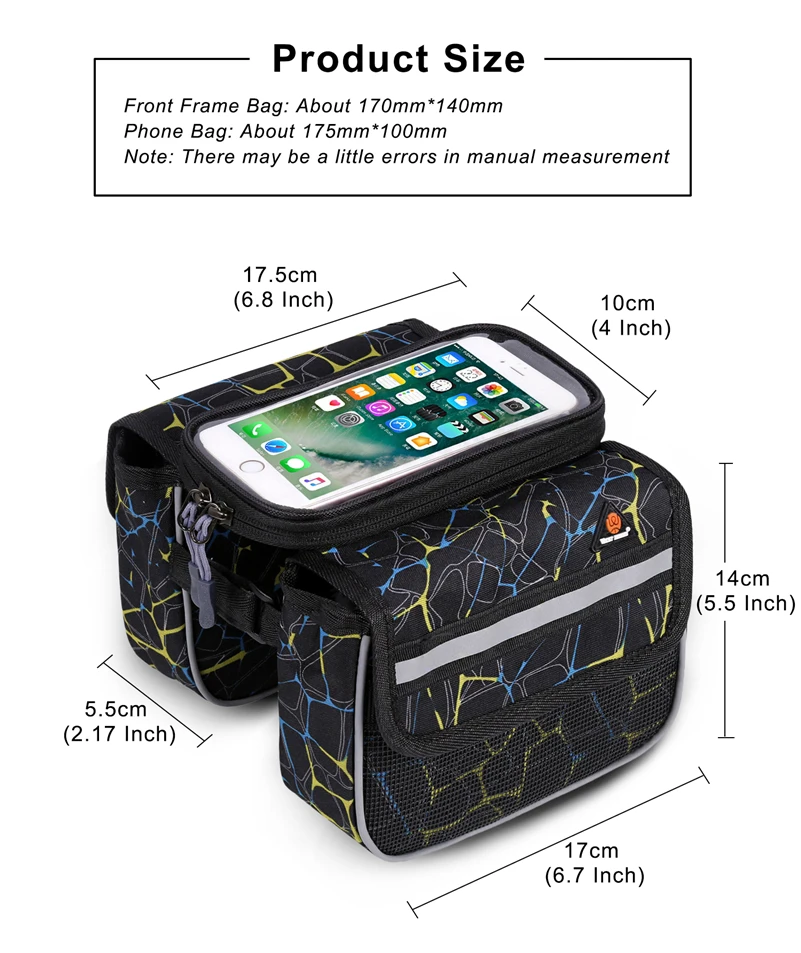 West biking велосипедный передний сенсорный экран Рамка для телефона сумки футболка для велоспорта кошелек-туба двойная сумка 6 дюймов держатель сумки Аксессуары для велосипеда