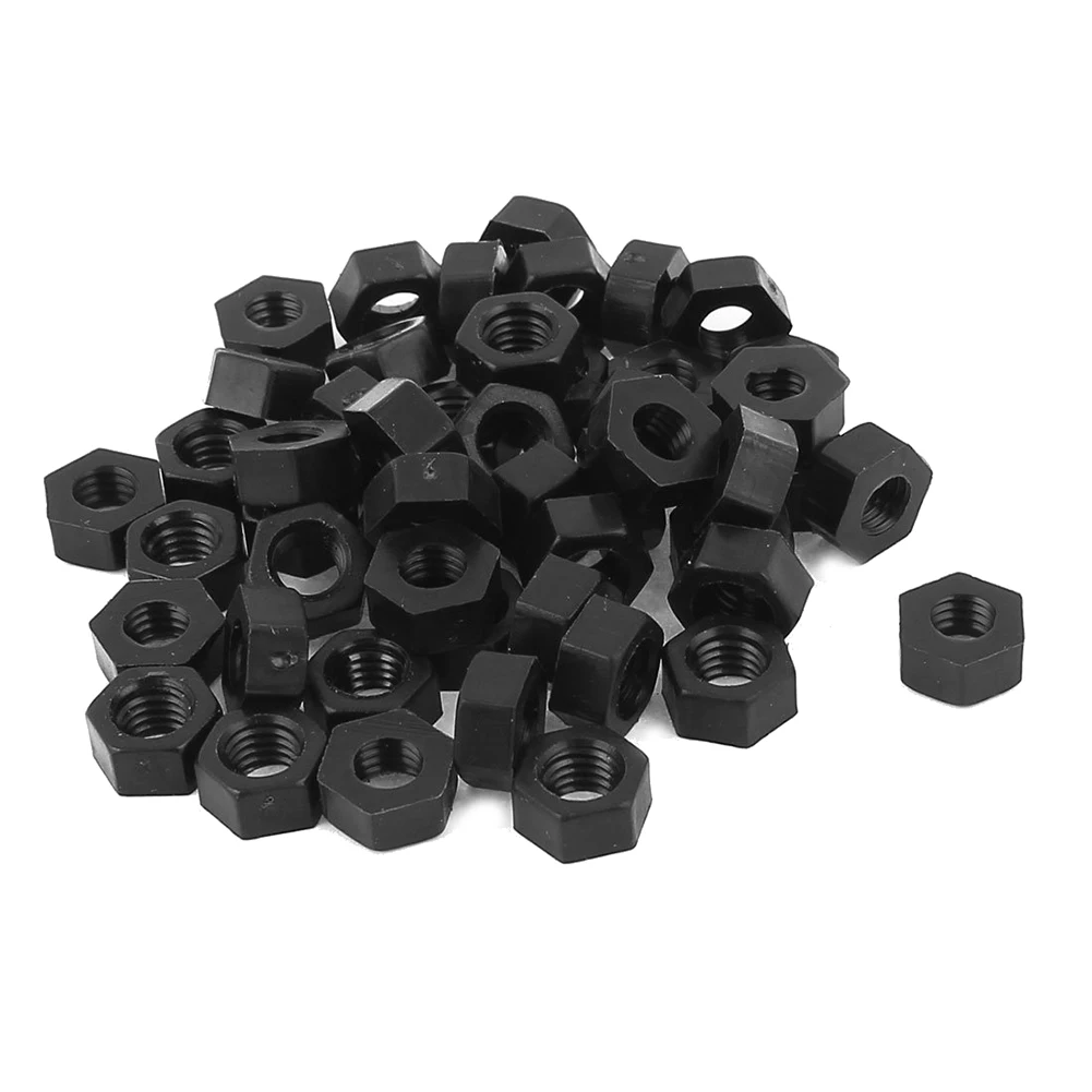 MYLB Metric M6 Thread Insert Lock Screw Fastener Nylon Hex Nuts Black