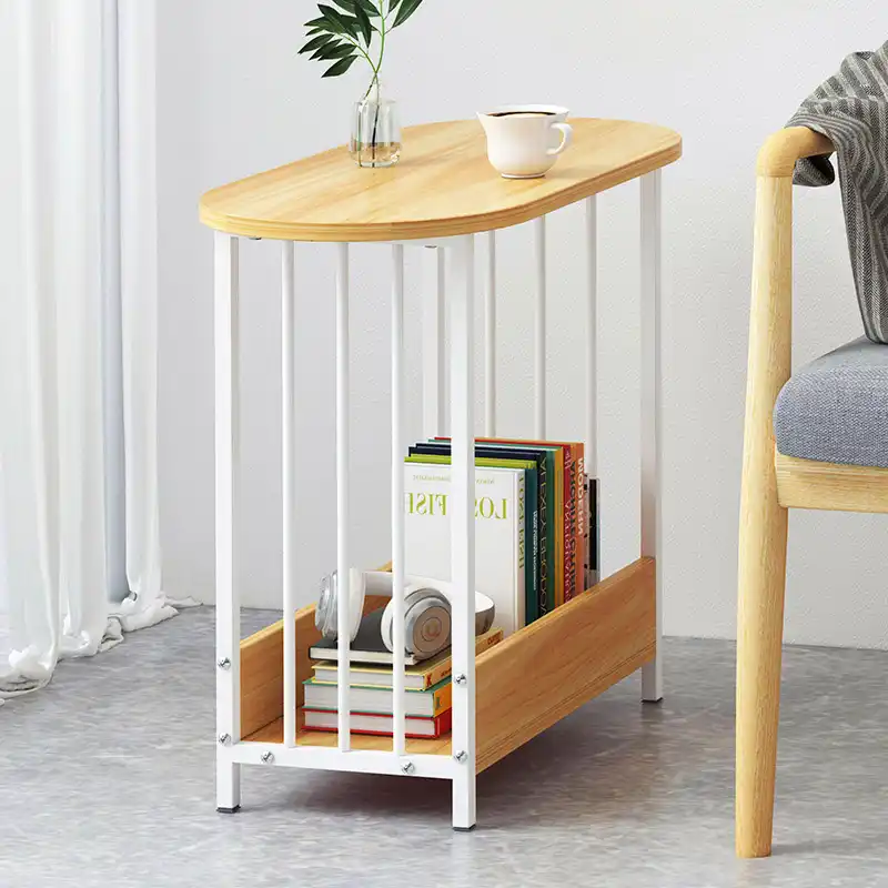 Nordic Wood Double Layer Oval Coffee Table Living Room Sofa Side Small Dining End Home Furniture