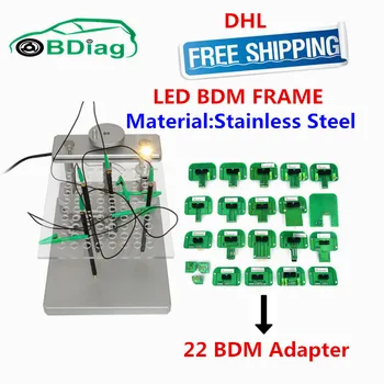 

Metal LED BDM Frame Stainless Steel Plus 22pcs BDM Probe Adapters ECU Programming Bracket For KESS V2 KTAG FGTECH ECU Programmer