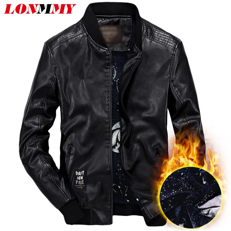 LONMMY искусственная Кожаная куртка мужская верхняя одежда из искусственной замши