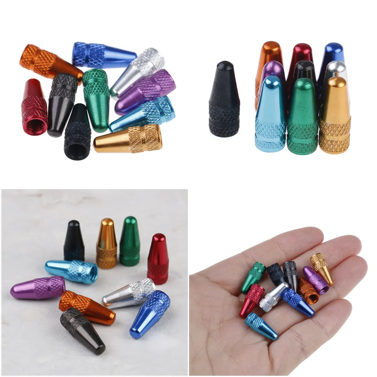 10Pc Mixed color Aluminum Alloy Bicycle Valve Caps High Pressure Spikes Tire Valve Dust Cover