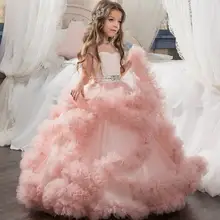 Детское платье принцессы в европейском и американском стиле детское свадебное платье с цветочным рисунком длинное платье-пачка Пышное Платье для девочек DF184