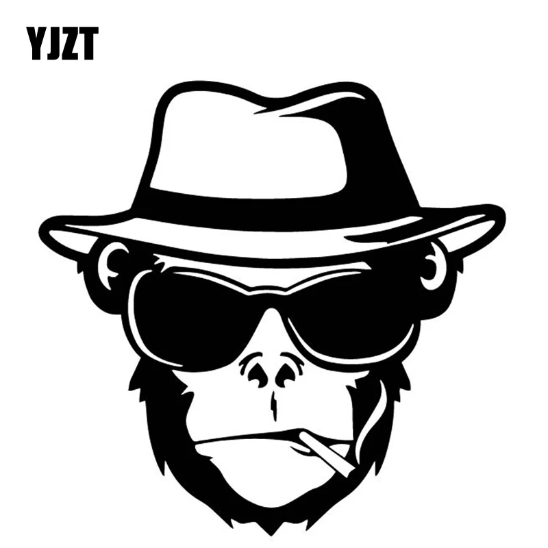 YJZT 16.3CM*16CM Monkeys Head Fashion Pattern Vinyl Decal Body Of Car Sticker Black/Silver C4-1864 | Автомобили и мотоциклы