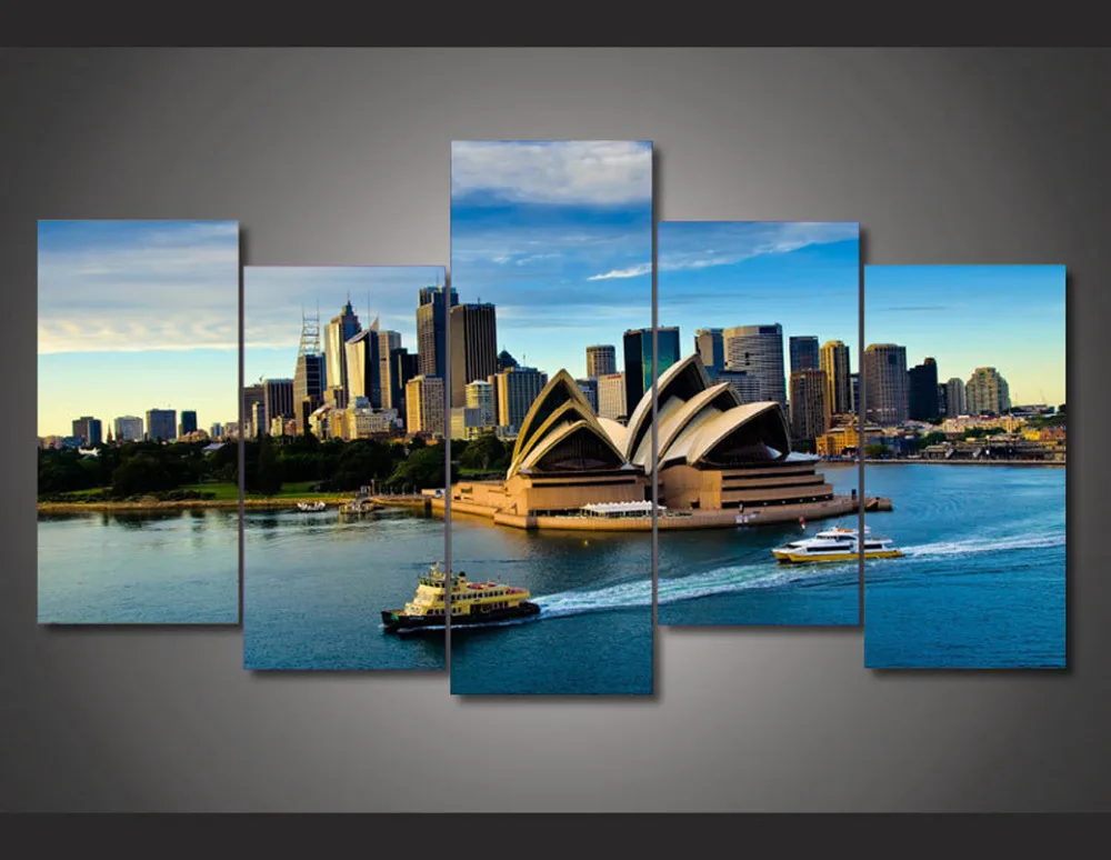 Original Oil Ink Canvas Print Sydney Opera House Painting On Canvas Wall Art Picture Home Decor ...