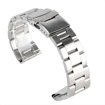 

20/22mm Stainless Steel Silver Folding Clasp with Safety + 2 Spring Bars Men Bracelet Replacement Wrist Band Strap