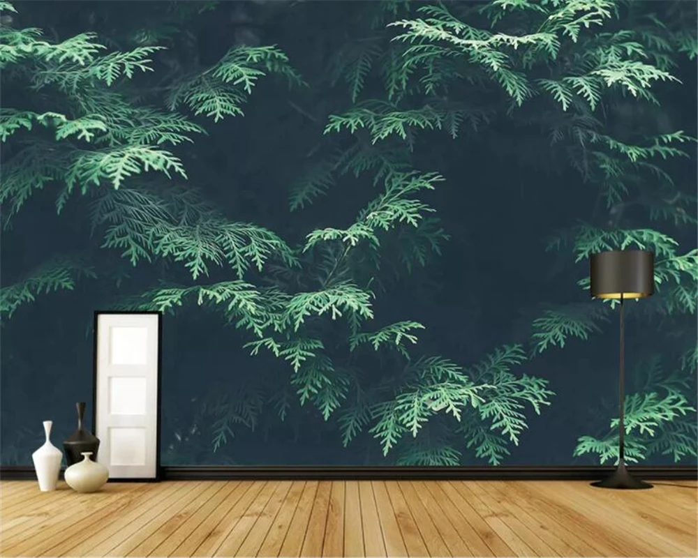 

Custom 3d wallpaper modern fashion tropical green plant living room background wall decoration mural 3d wallpaper