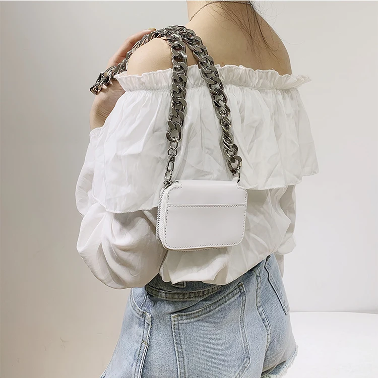 Модная дизайнерская черно-белая мини-сумка на плечо с серебряной цепочкой, женская сумка через плечо, женская сумка с клапаном