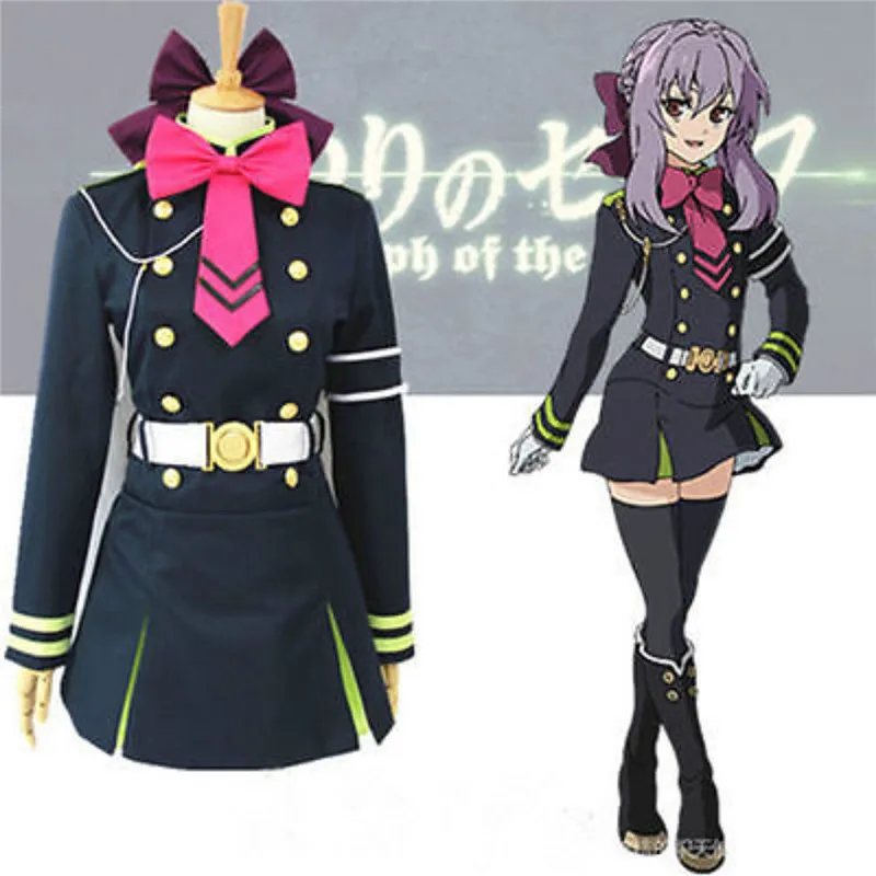 

Takerlama Seraph of the End Shinoa Hiiragi Military Uniform Cosplay Costume Dress Animation Clothing With Full Set