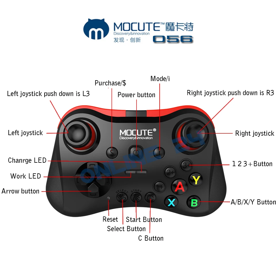 MOCUTE 056 VR Game Pad Android Joystick Bluetooth Controller Selfie Remote Control Shutter Gamepad Wireless for PC Phone TV BOX