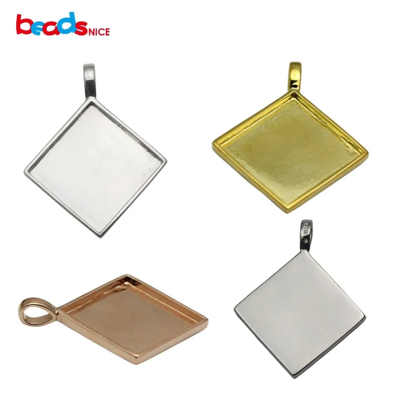 

Beadsnice 925 Sterling Silver Rhombus Pendant Tray Bezel Handmade Necklace DIY ID 33828