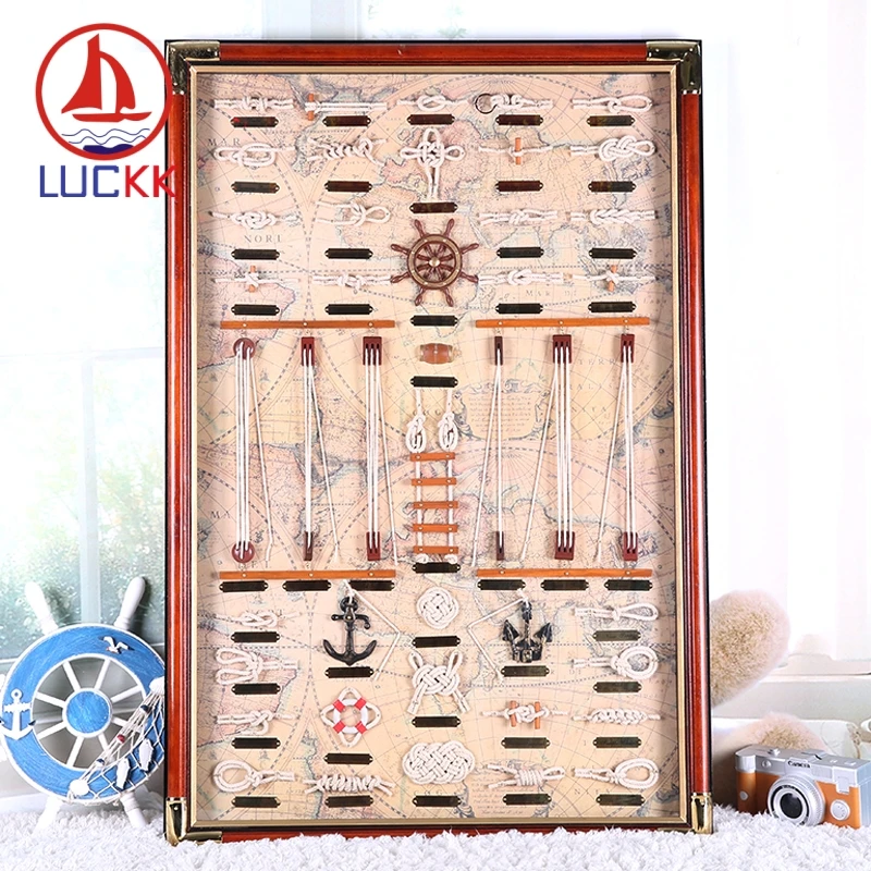 LUCKK 60*90 настенная винтажная фоторамка с множеством матросских узлов и именем креативного деревянного украшения дома, ремесла