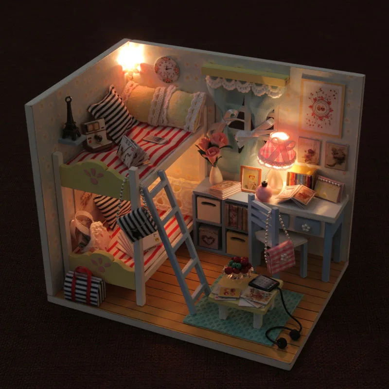 DIY кукольный домик 3D Деревянный мини кукольный домик жизнь как ручной работы миниатюрные кукольные домики комплект игрушки для детей девочек рождественские подарки