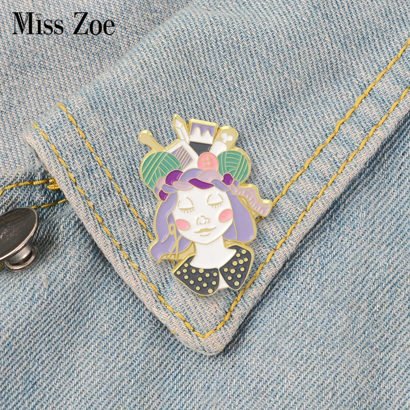Handcraft Girl Enamel Pins Badges Custom Brooches Bag Clothes Lapel pin Cartoon Handmade Girl Jewelry Gift for Women Kids