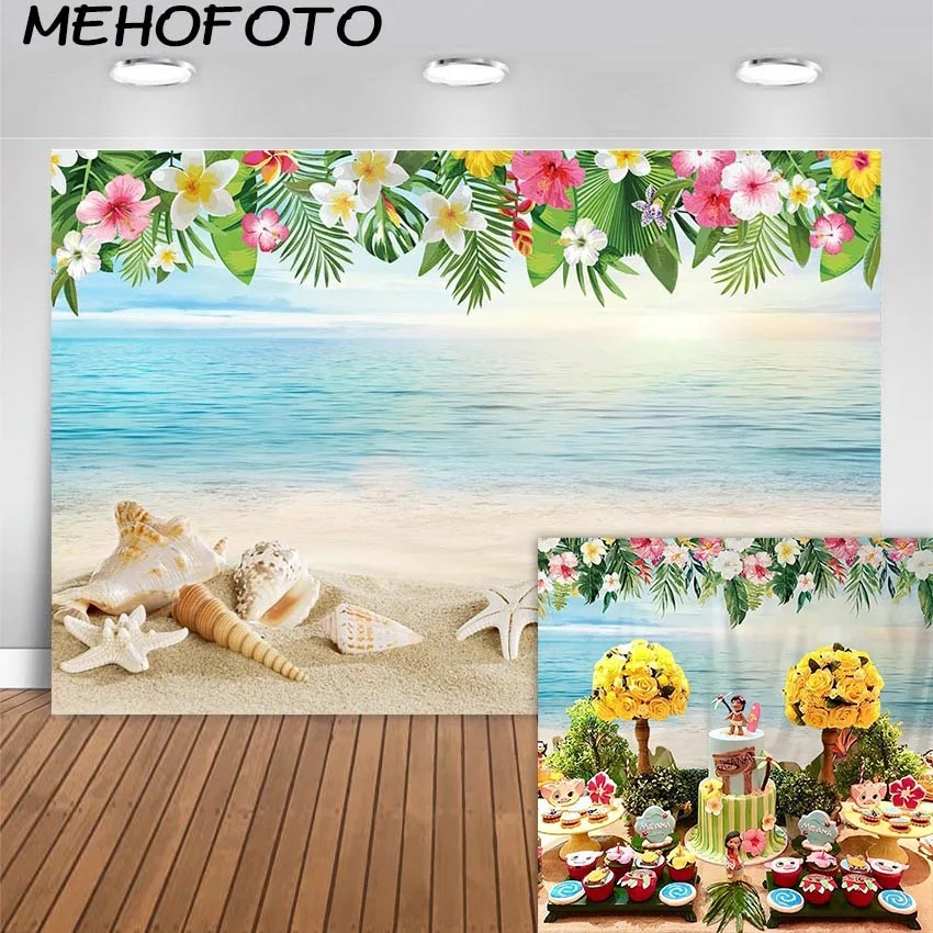 Mehofoto Tropical Beach Photography Backdrop Hawaii Summer Birthday