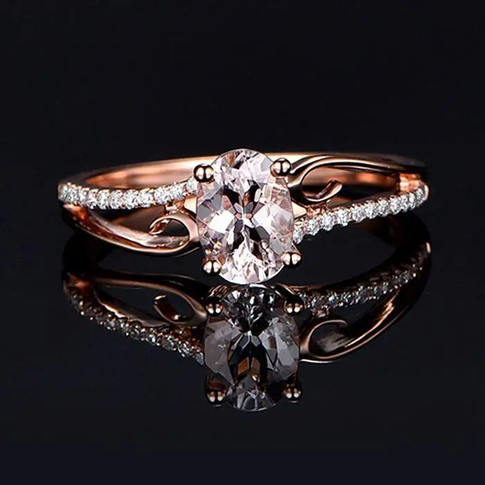 Золото Юбилей и т. д. Для женщин и циркон, ювелирный кольцо кольца в стиле casual вечерние Овальный свадебные Обручение Свадебные Стразы Роза