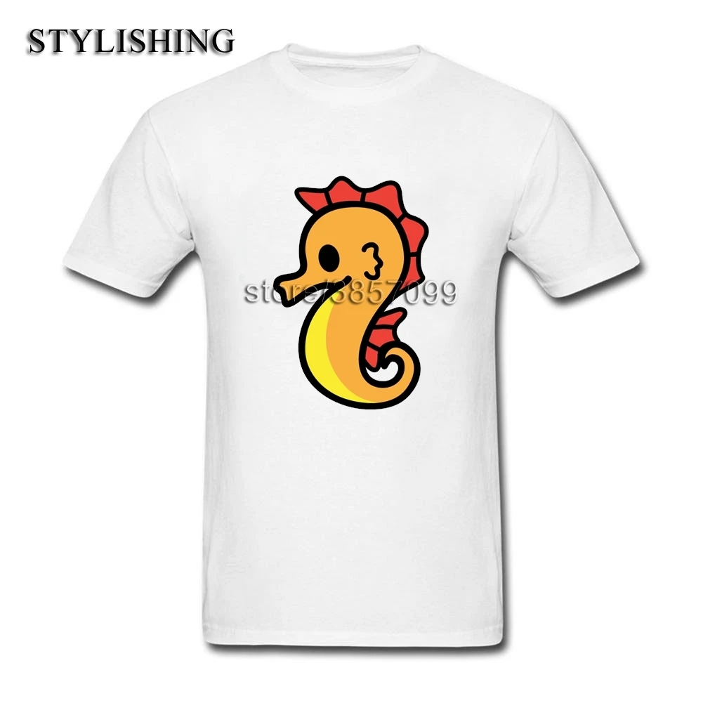 Art Design T Shirt For Men Pure Cotton Short Sleeves Cutie Seahorse XS-XXXL | Мужская одежда
