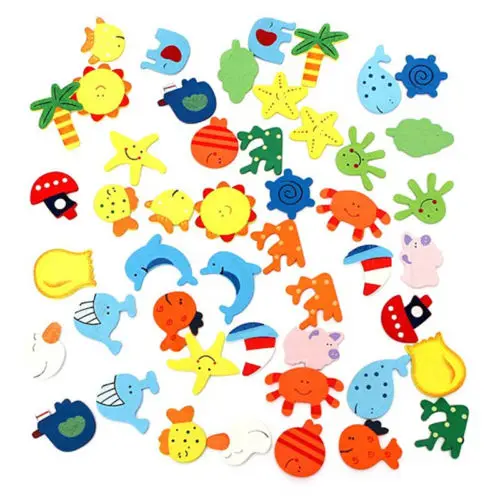12Pcs/Set Baby Cute Fridge Magnet Wooden Cartoon Animal Child Educational Toys | Дом и сад
