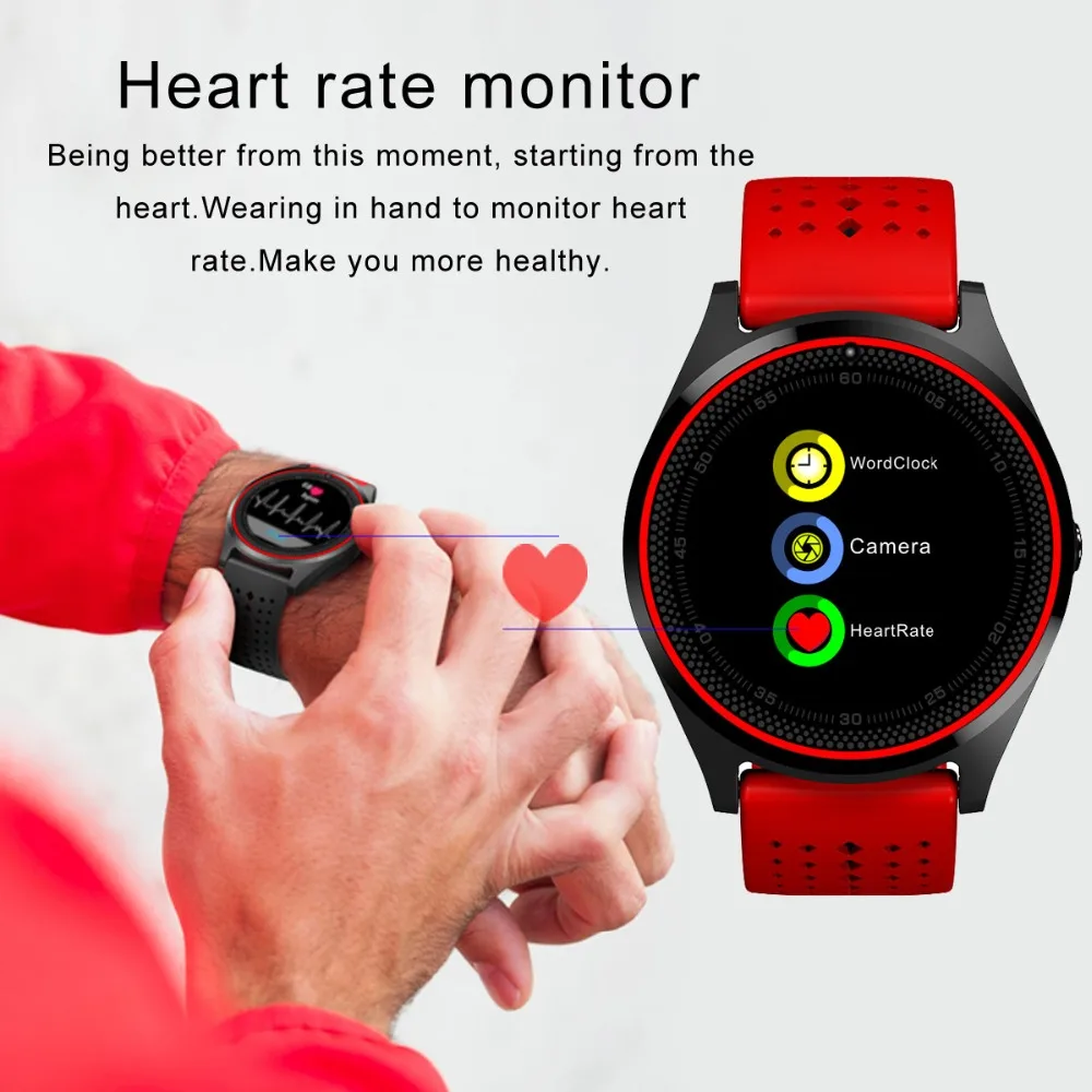 

V9h HR Smart Watch Men Women Android Heart Rate Smartwatch with Camera Support Sim Card Bluetooth Wristwatch for android phone