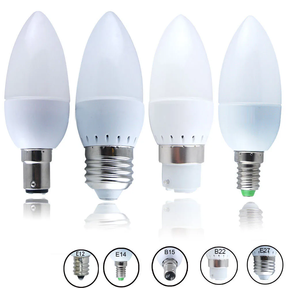 Светодиодная лампа E14 E12 B15 E27 B22 SMD2835 6 шт./лот 110 220 В 3 Вт 5 8 светодиодная люстра белая