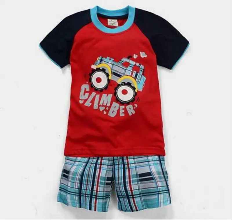 Новая летняя детская одежда для маленьких мальчиков и девочек костюм с короткими рукавами хлопковые пижамы Детская Ночная рубашка пижамы Домашняя одежда