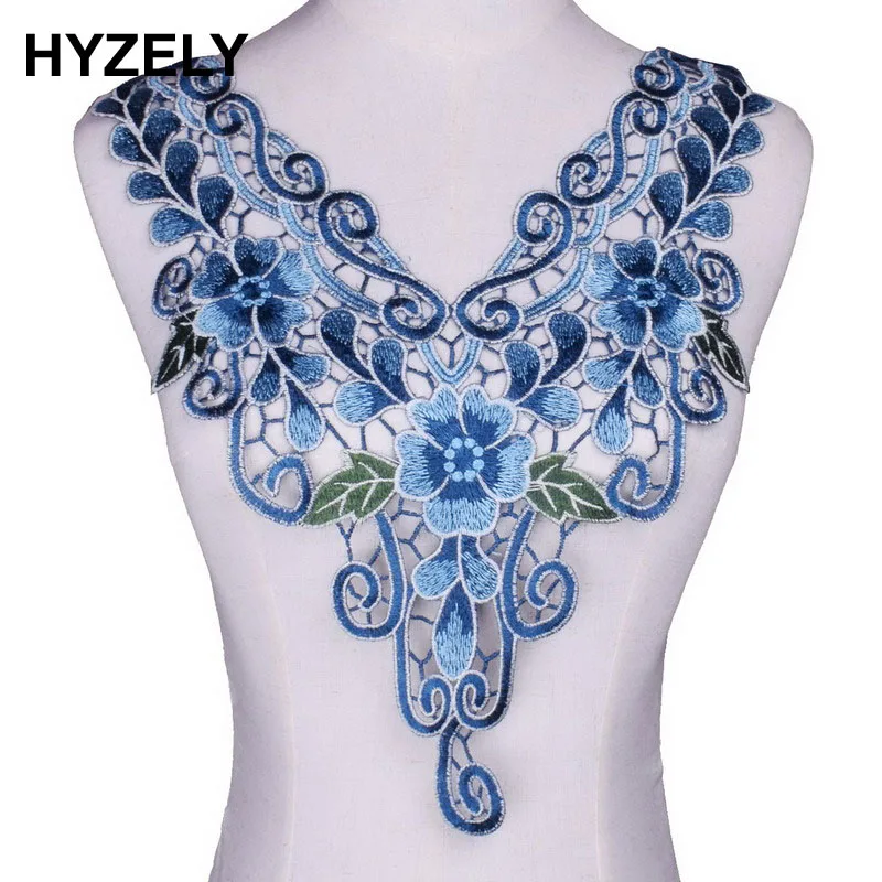 Gold Collar Sequin Floral Embroidered Applique Trim Decorated
