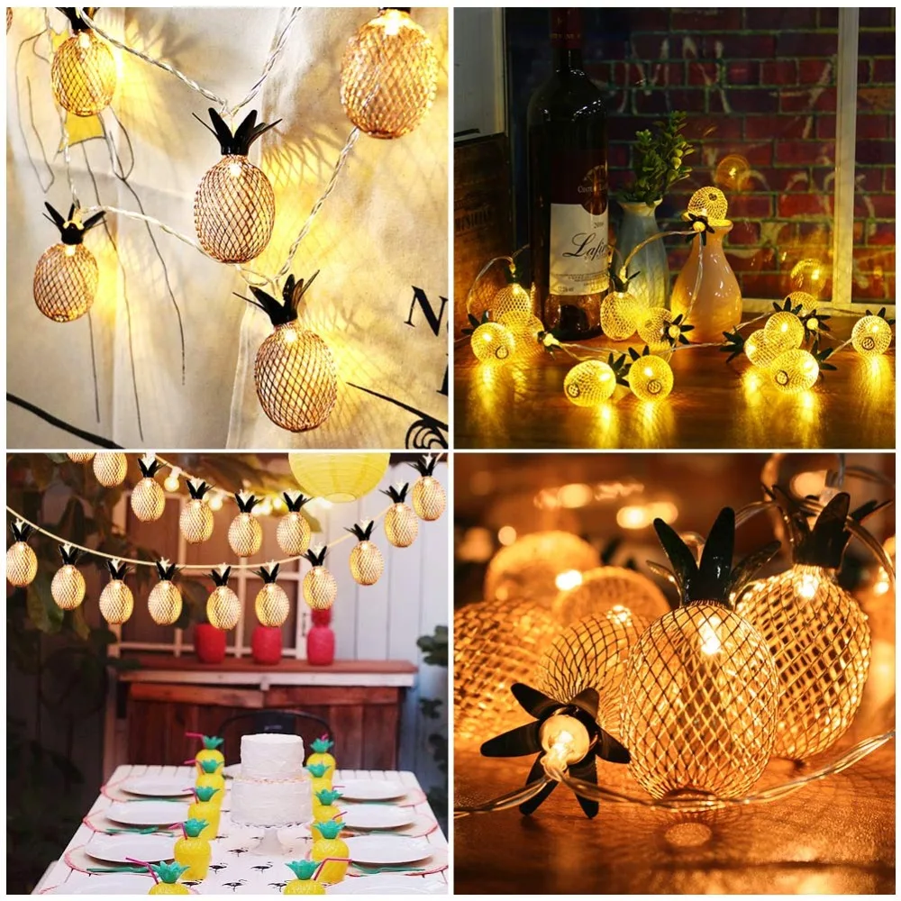 

OurWarm Tropical Party Decoration 1.6M Metal Pineapple Party String Lights luminaria Hawaiian Wedding Decoartion