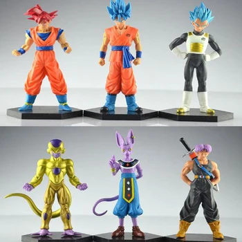 

6 Pcs/lot New Dragon Ball Z Son Goku Vegeta Trunks Anime Action Figures Collectible Model Doll Kids Toys
