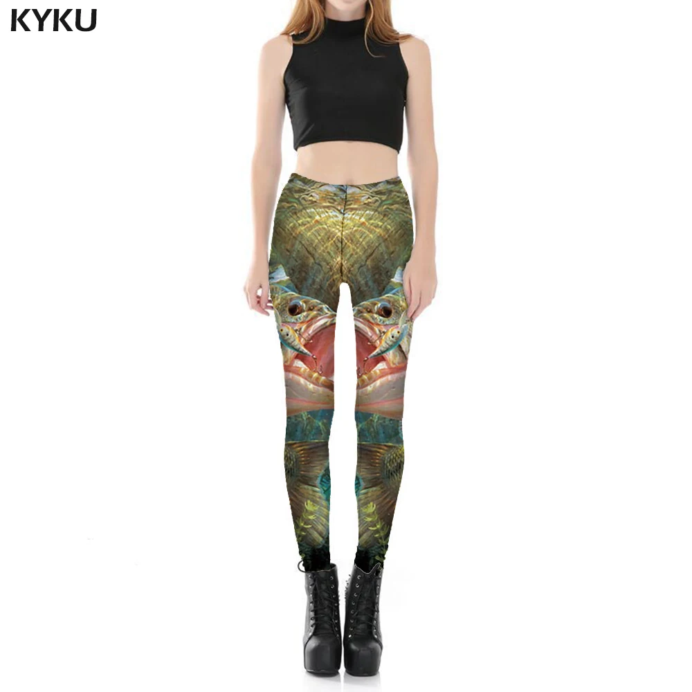 

KYKU Brand Squid Leggings Women Animal Leggins Fish Printed pants Tropical Trousers Fishinger Sexy Womens Leggings Pants Fitness