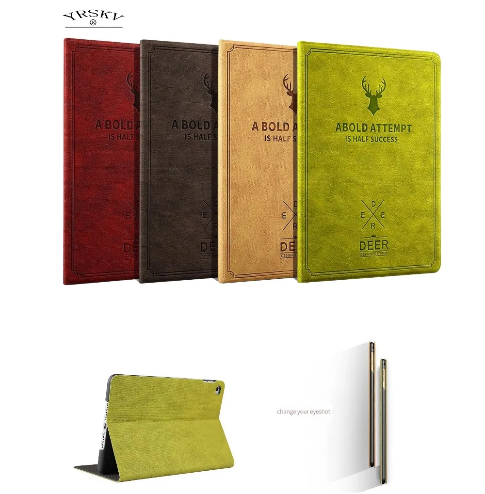 

YRSKV- Deer Retro Pattern Case for iPad 4 3 2 ,Smart Sleep / Wake Up Flip Case 3D Relief Leather Case Stand Holder Bag