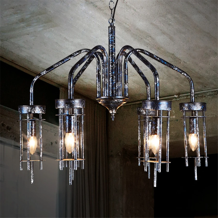 

Industrial Style Rust Color Iron Art Vintage Chandelier Lighting Retro Living Room Decoration Bar Ktv Kitchen Led Light Fixtures