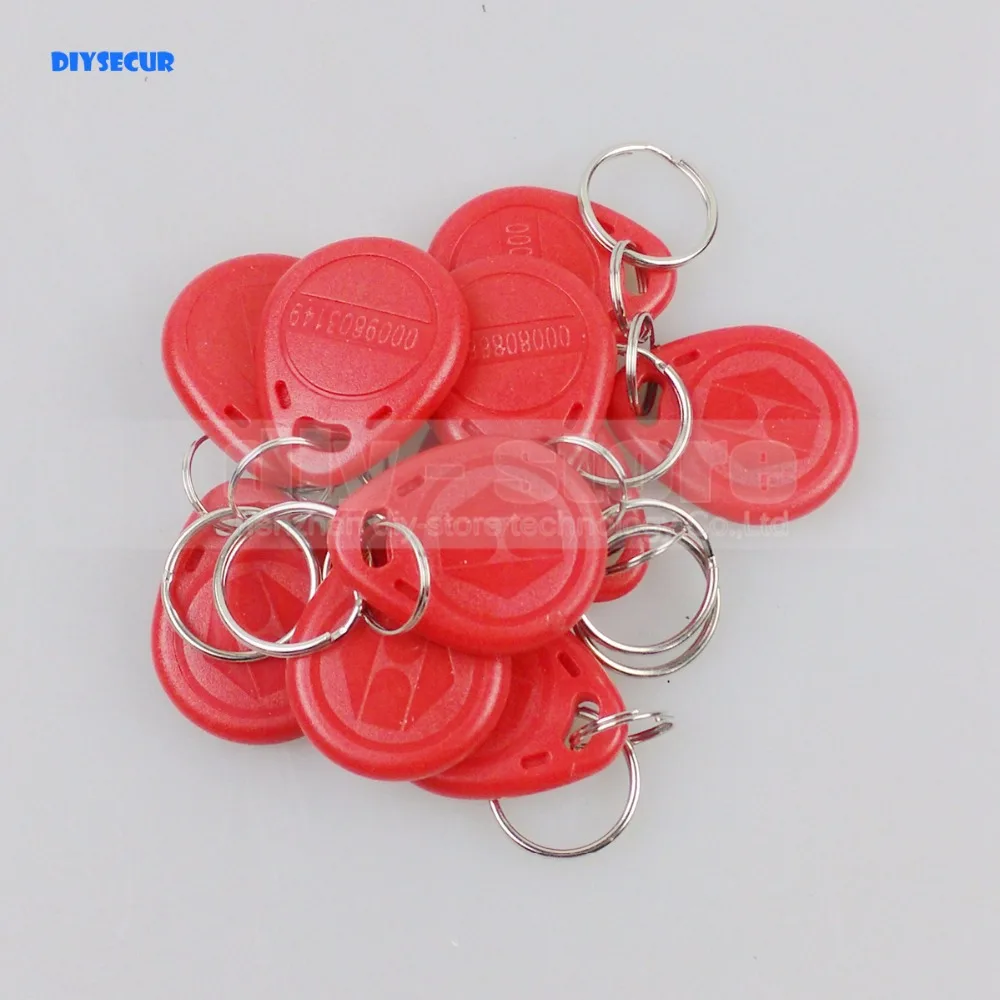 

DIYSECUR 20pcs125Khz RFID Card Key fobs Door Key For Access Control System RFID Reader Use Red