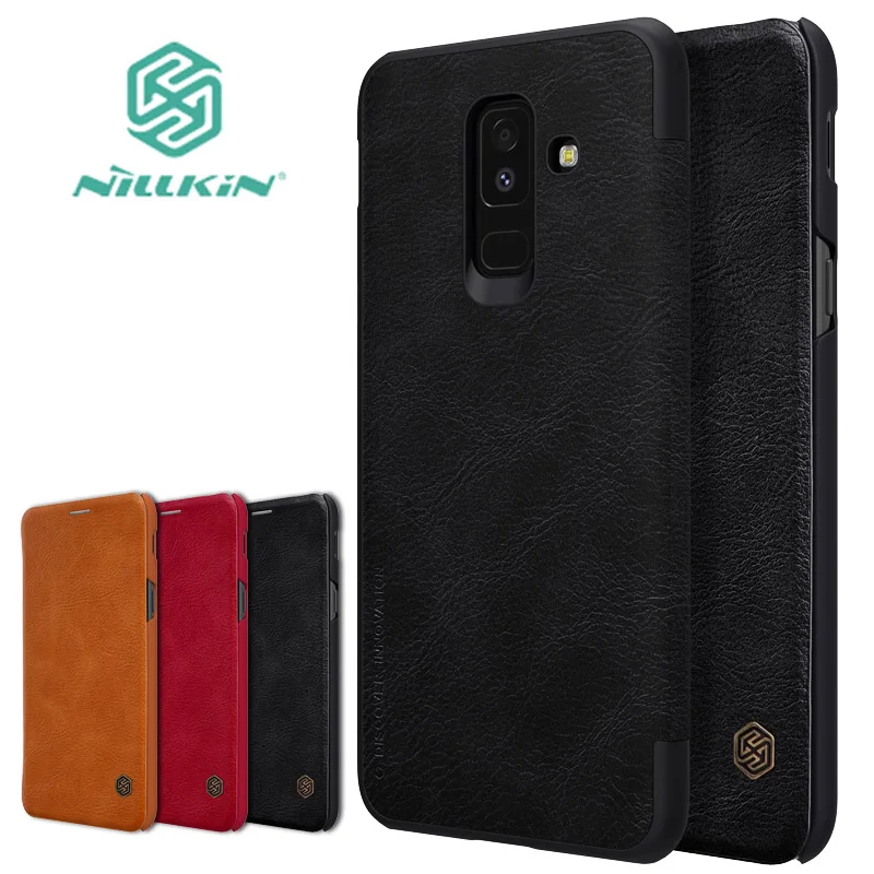 for Samsung Galaxy A6 Plus Case Nillkin Qin Flip Leather Case Luxury Phone Case with Card Slot for Samsung A6 Funda