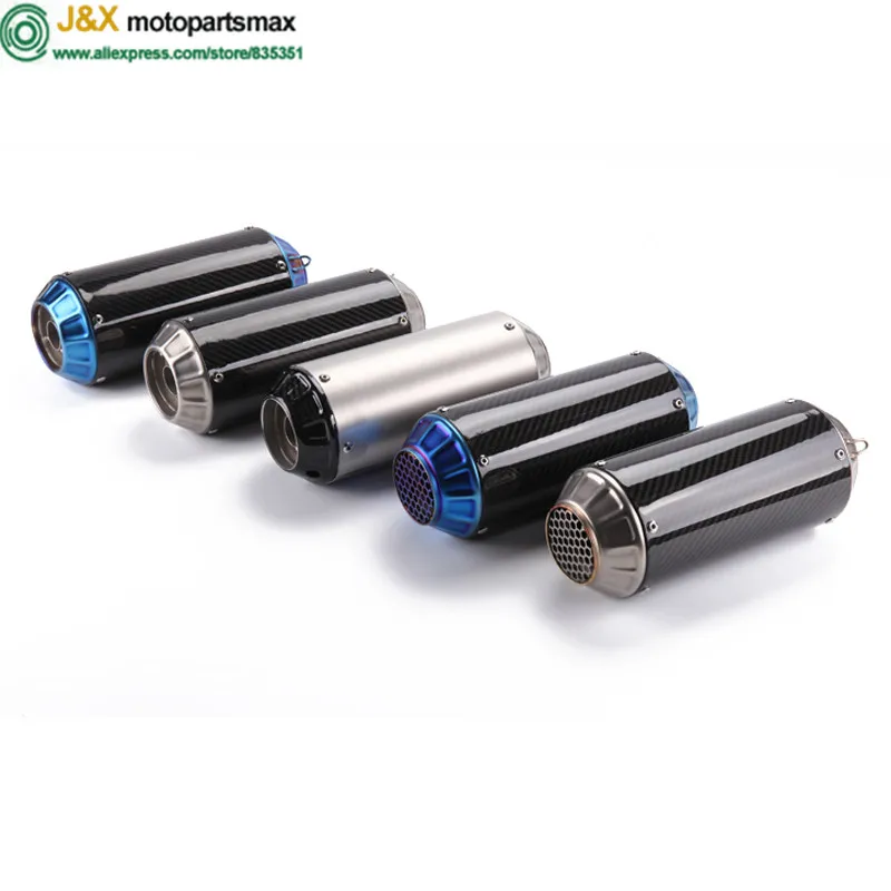 Universal Motorcycle Slip On Exhaust Muffler Carbon Fiber Exhaust for all motorbike 200~600CC-in