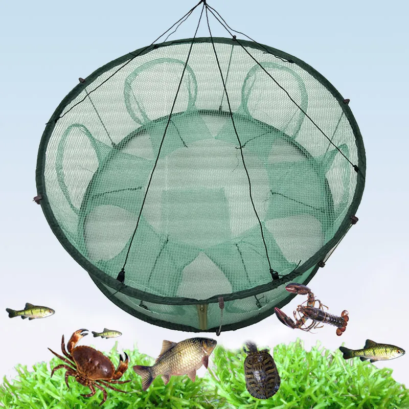 

Newly Automatic Fishing Net Trap Cage Round Shape Durable Open For Crab Crayfish Lobster BF88