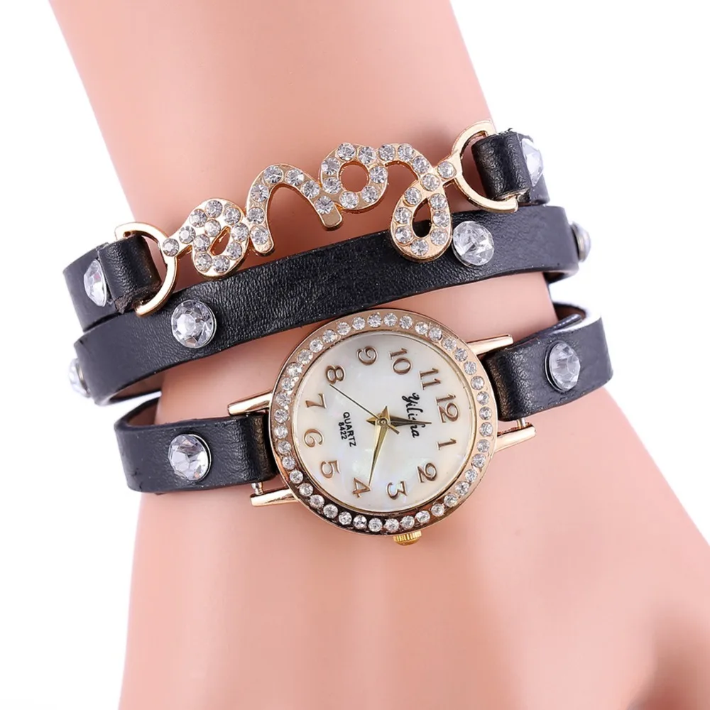 

New Products LuxuryFashion Crystal Rhinestone Women Watch Leather Bracelet Strap Casual Waterproof Quartz Women Watch RelojMujer