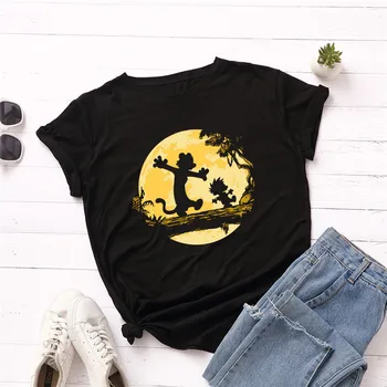 

Plus Size S-5XL New Full Moon Print T Shirt Women Shirts 100% Cotton O Neck Short Sleeve Summer T-Shirt Tops Casual Tshirt